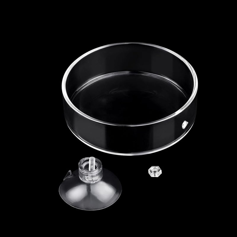 Dannisly Aquarium Glass Feeder Shrimp Feeding Dish Round Clear Fish Tank Food Tray Container Prevent Food Spilling with Suction Cup, 60mm - Image 3
